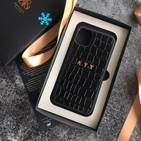 Deri iPhone Kılıf 14- iPhone Kılıf 13 Siyah Croco