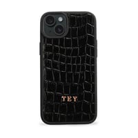 Deri iPhone Kılıf 14- iPhone Kılıf 13 Siyah Croco