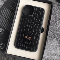 Deri iPhone Kılıf 14- iPhone Kılıf 13 Siyah Croco
