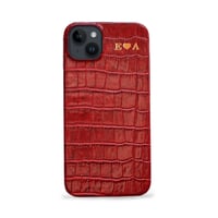 Deri iPhone Kılıf 14-13 Kırmızı Croco Full Deri