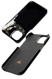 Deri iPhone Kılıf 14-13 Siyah Rugan Full Deri