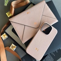 Deri iPhone Kılıf 14 Plu Pudra Togo Full Deri