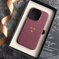 Deri iPhone Kılıf 14 Plus Bordo Togo Full Deri
