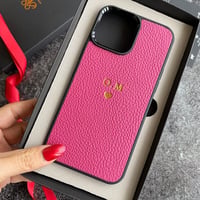 Deri iPhone Kılıf 14 Plus Fuşya Togo