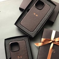 Deri iPhone Kılıf 14 Plus Kahve Togo Full Deri