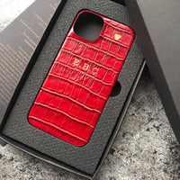 Deri iPhone Kılıf 14 Plus Kırmızı Croco Full Deri