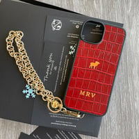 Deri iPhone Kılıf 14 Plus Kırmızı Croco