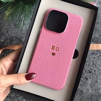 Deri iPhone Kılıf 14 Plus Pembe Togo Full Deri