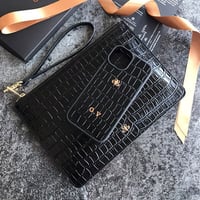 Deri iPhone Kılıf 14 Plus Siyah Croco