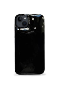 Deri iPhone Kılıf 14 Plus Siyah Rugan Full Deri