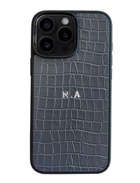 Deri iPhone Kılıf 14 Pro Max  Gri Croco