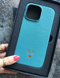 Deri iPhone Kılıf 14 Pro Max Petrol Togo Full Deri