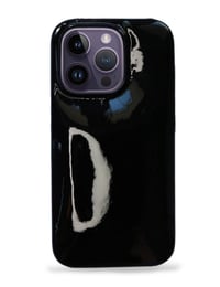 Deri iPhone Kılıf 14 Pro Max Siyah Rugan Full Deri
