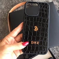 Deri iPhone Kılıf 14 Pro Siyah Croco