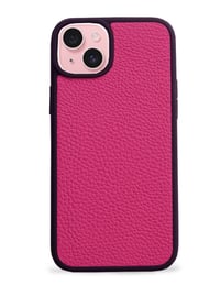 Deri iPhone Kılıf 15 Plus Fuşya Togo