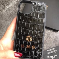 Deri iPhone Kılıf 15 Plus Siyah Croco