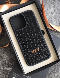 Deri iPhone Kılıf 15 Pro Siyah Croco