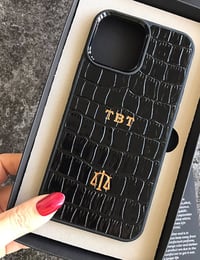 Deri iPhone Kılıf 15 Siyah Croco