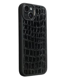 Deri iPhone Kılıf 15 Siyah Croco