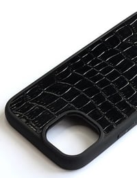Deri iPhone Kılıf 15 Siyah Croco