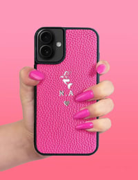 Deri iPhone Kılıf 16 Plus Fuşya Togo