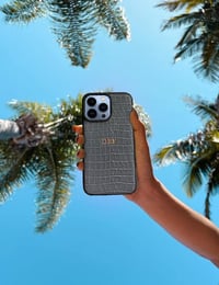 Deri iPhone Kılıf 16 Pro Gri Croco