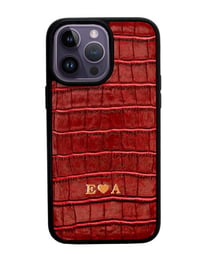 Deri iPhone Kılıf 16 Pro Kırmızı Croco