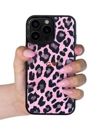 Deri iPhone Kılıf 16 Pro Max Pembe Leopar