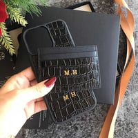 Deri iPhone Kılıf 16 Siyah Croco