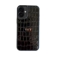 Deri iPhone Kılıf 16 Siyah Croco