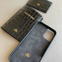 Deri iPhone Kılıf 16 Siyah Croco