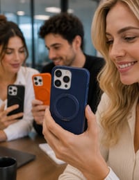 Deri iPhone Kılıf 17 Pro Max Lacivert