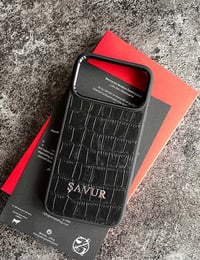 Deri iPhone Kılıf 17 Pro Max Siyah Croco
