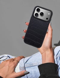 Deri iPhone Kılıf 17 Pro Max Siyah Croco