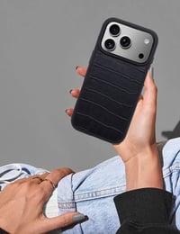 Deri iPhone Kılıf 17 Pro Siyah Croco
