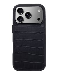 Deri iPhone Kılıf 17 Pro Siyah Croco