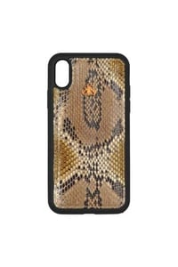 Deri iPhone Kılıf Xr  Sarı Alacali Piton