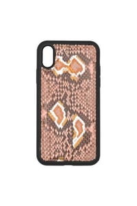 Deri iPhone Kılıf Xr Pembe Piton
