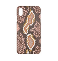 Deri iPhone Kılıf Xs Max  Pembe Alacalı Piton