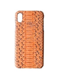 Deri iPhone Kılıf Xs Max  Turuncu Piton