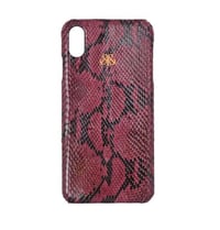 Deri iPhone Kılıf Xs Max Bordo Piton