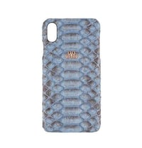 Deri iPhone Kılıf Xs Max Mavi Piton