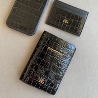Deri Pasaport Kılıf  Siyah Croco
