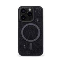 iPhone Kılıf 15 Pro MageSafe Özellikli Siyah Taşlı