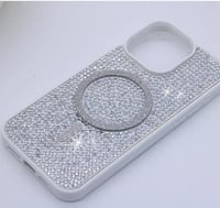 iPhone Kılıf 15 Pro Max MageSafe Özellikli Beyaz Taşlı