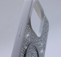 iPhone Kılıf 15 Pro Max MageSafe Özellikli Beyaz Taşlı