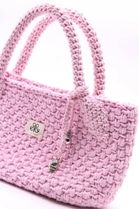 Kroşe örgü pembe çanta Sare