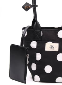 Mini Tote Çanta Beyaz Büyük Puantiye Small