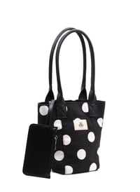 Mini Tote Çanta Beyaz Büyük Puantiye Small