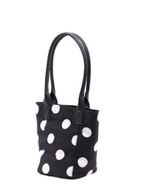 Mini Tote Çanta Beyaz Büyük Puantiye Small